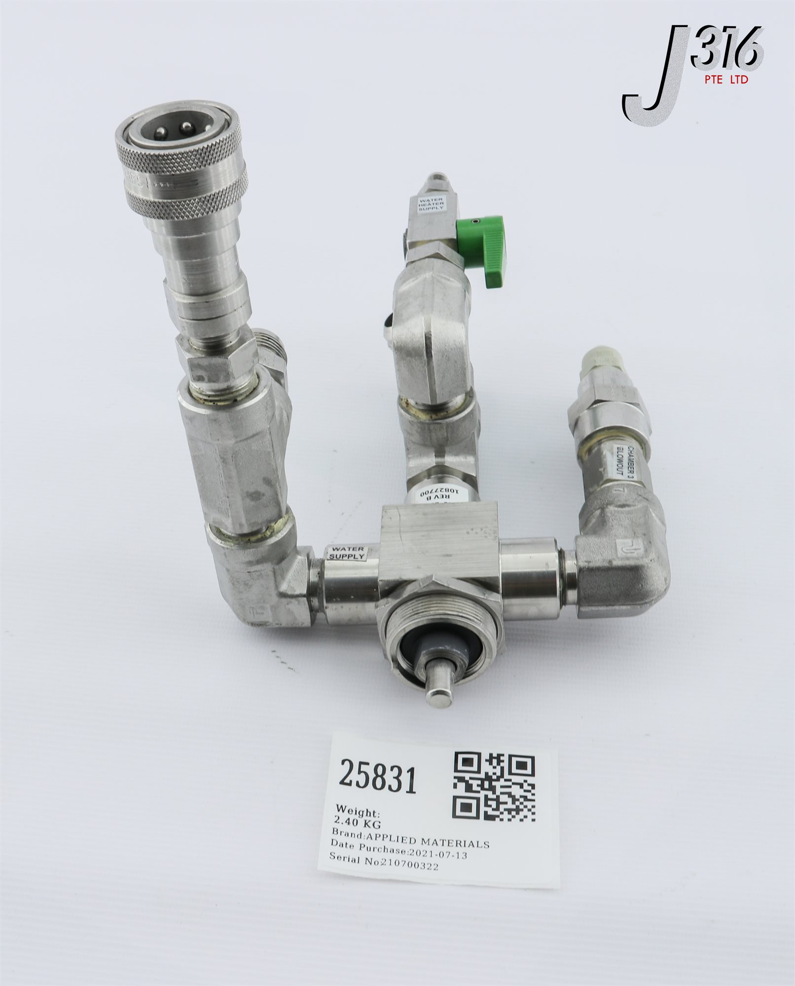 sss 25831 APPLIED MATERIALS ASSY, WATER VLV SST CHMBRS 3,C, SS-4P4T5